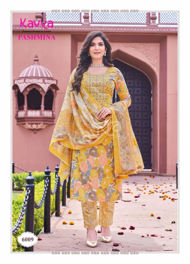 Pashmina Vol 6 By Kavya Embroidery Neck Cotton Readymade Suits Wholesale Suppliers In Mumbai
